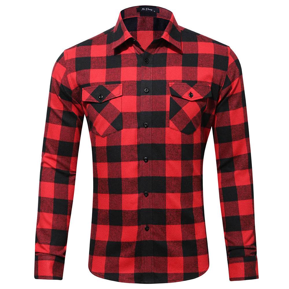 Men's Flannel Long Sleeve Shirt - Mubimart