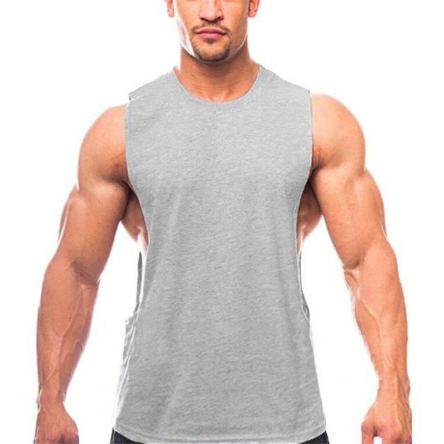 Brand New Plain Tank Top Men Bodybuilding Singlet Gyms Strin - Mubimart