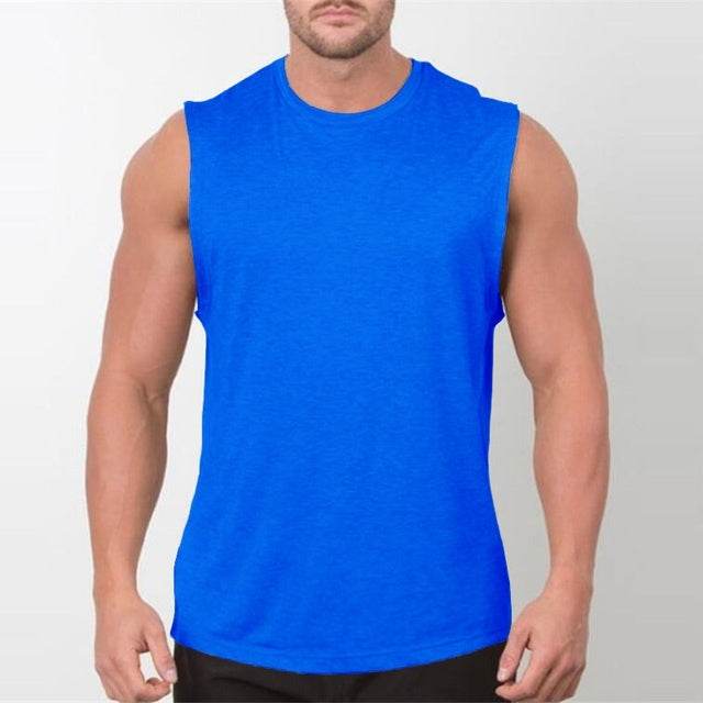 Brand New Plain Tank Top Men Bodybuilding Singlet Gyms Strin - Mubimart