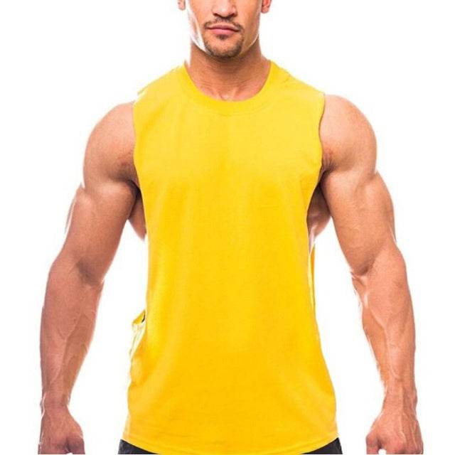 Brand New Plain Tank Top Men Bodybuilding Singlet Gyms Strin - Mubimart