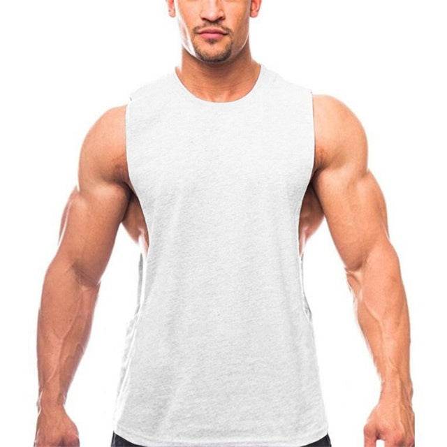 Brand New Plain Tank Top Men Bodybuilding Singlet Gyms Strin - Mubimart
