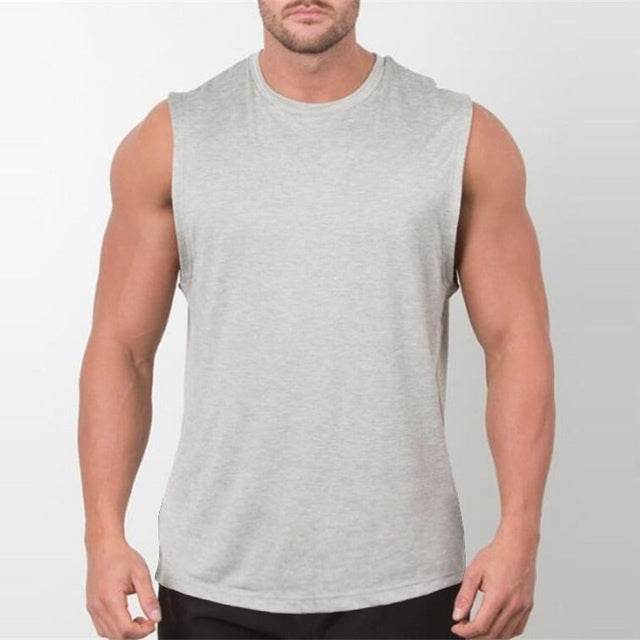 Brand New Plain Tank Top Men Bodybuilding Singlet Gyms Strin - Mubimart