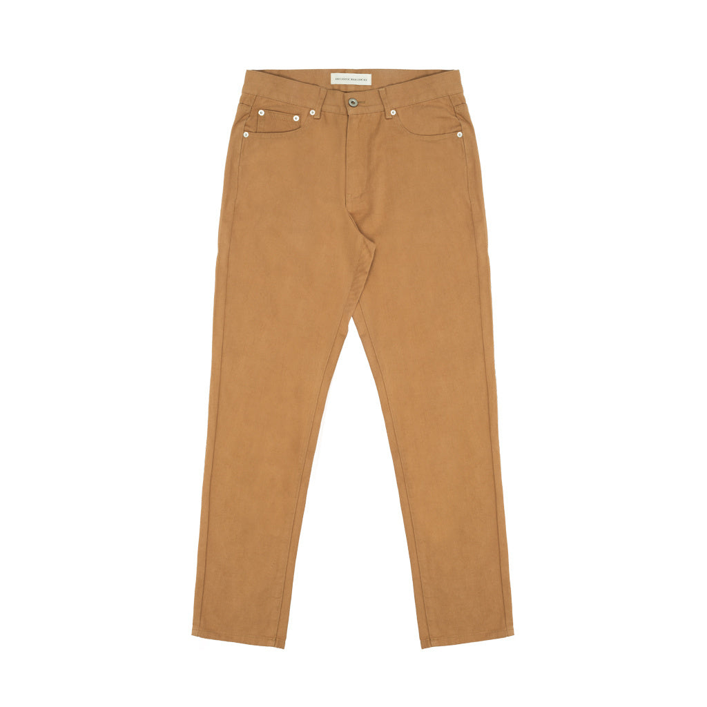 Khaki Embroidered Straight Twill Casual Pants