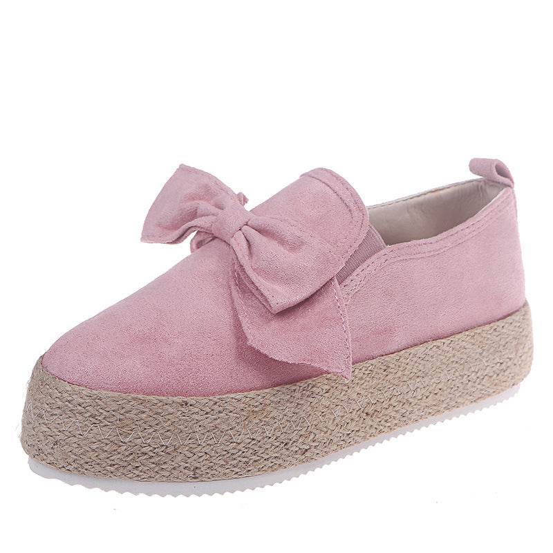 Womens Flats Shoes Espadrilles Flatforms Bowknot Suede Hemp Rope - Mubimart