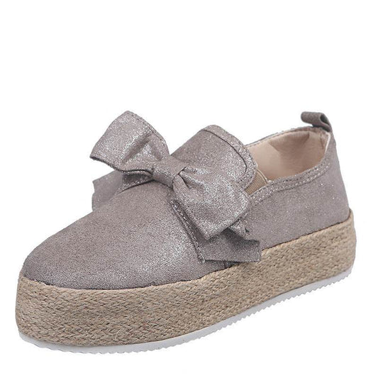 Womens Flats Shoes Espadrilles Flatforms Bowknot Suede Hemp Rope - Mubimart