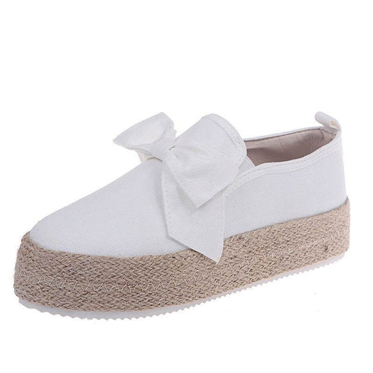 Womens Flats Shoes Espadrilles Flatforms Bowknot Suede Hemp Rope - Mubimart