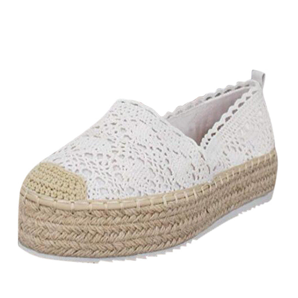 Dames Flats Schoenen Espadrilles Flatform Kant Canvas Holle Bloemen