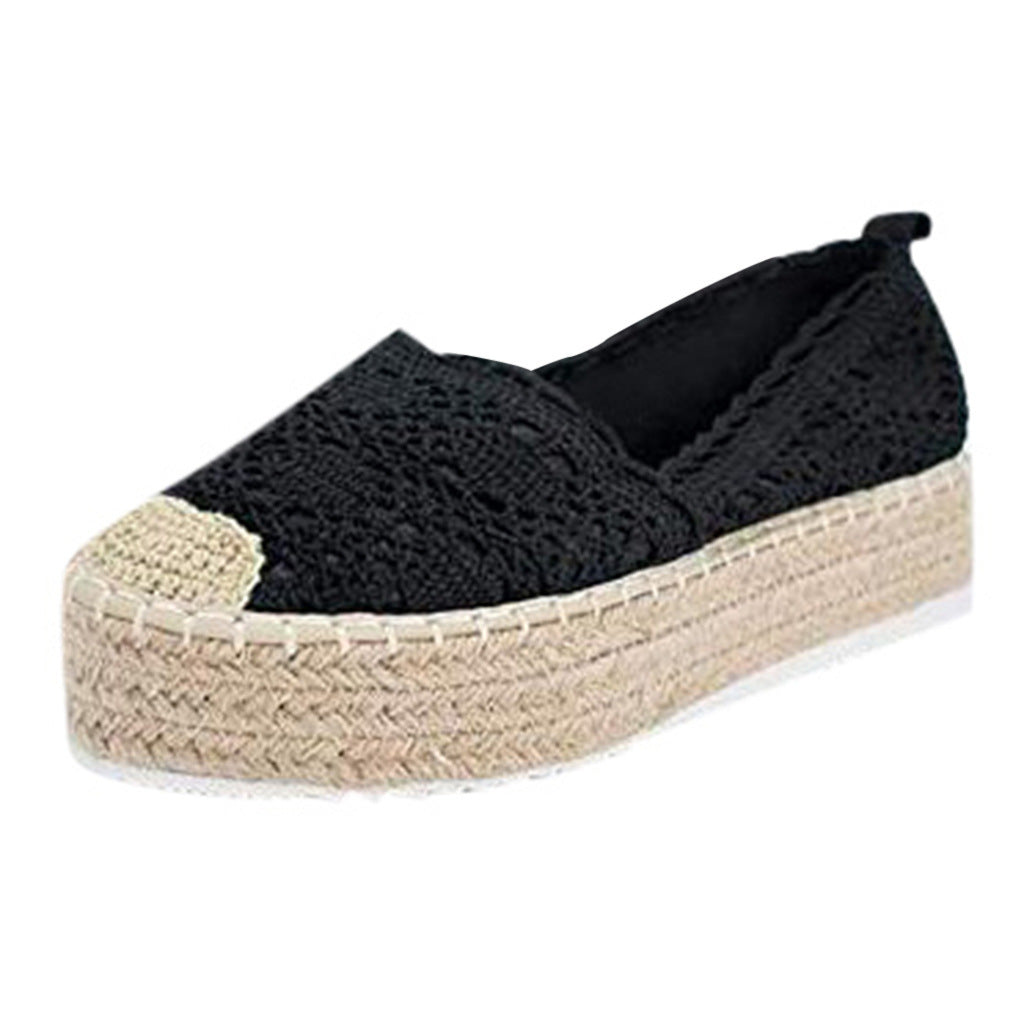 Frauen Wohnungen Schuhe Espadrilles Flatform Spitze Leinwand Hohl Floral