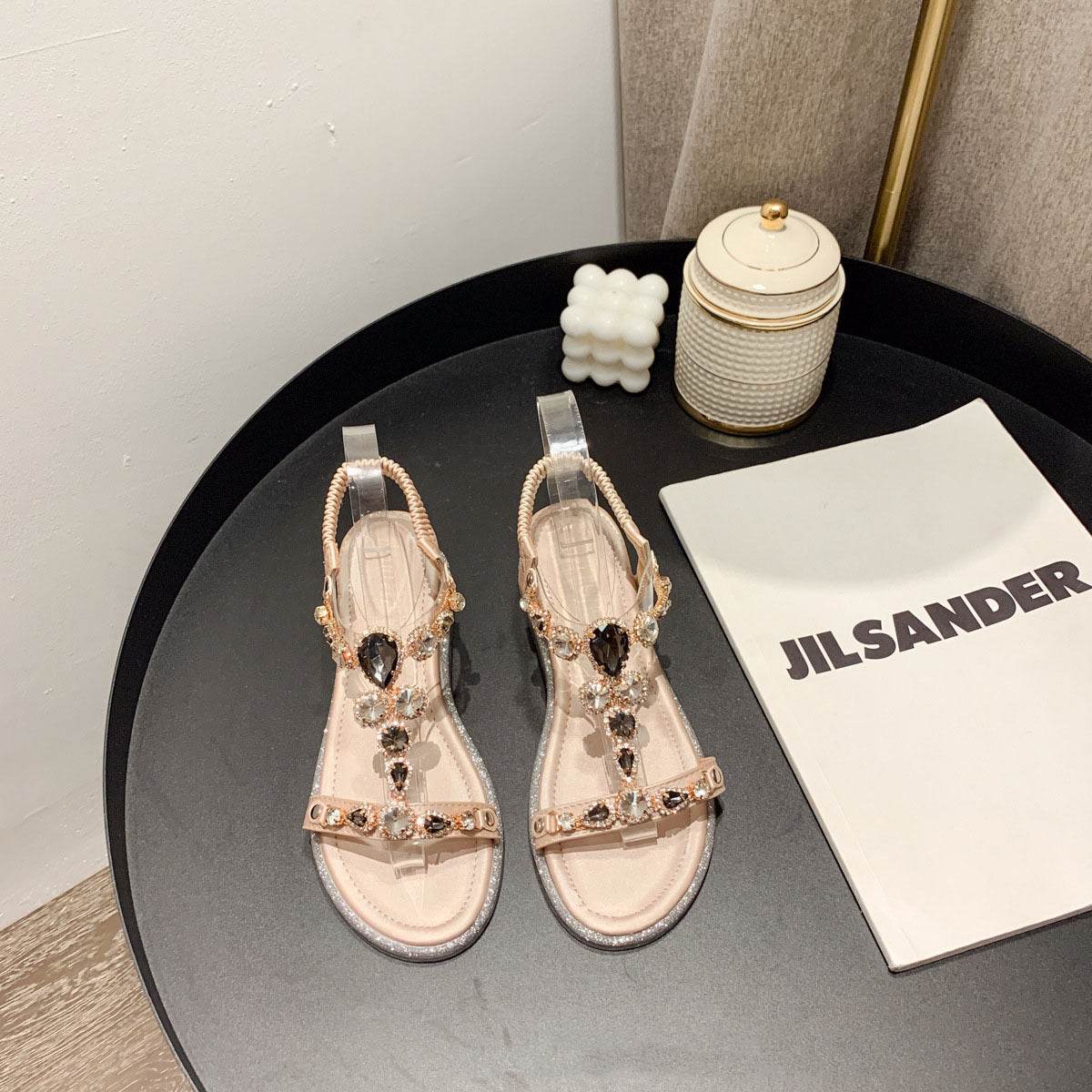 Fashion Wedge Heel Rhinestone Beach Sandals - Mubimart