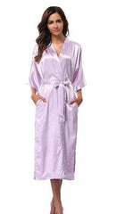 Women Silk Satin Long Wedding Bride Bridesmaid Robe Kimono - Mubimart -  