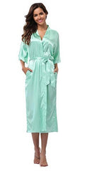 Women Silk Satin Long Wedding Bride Bridesmaid Robe Kimono - Mubimart -  