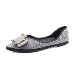 Womens Flats Shoes Ballet Dorsay Bling Bling Crystal Pointed Toe