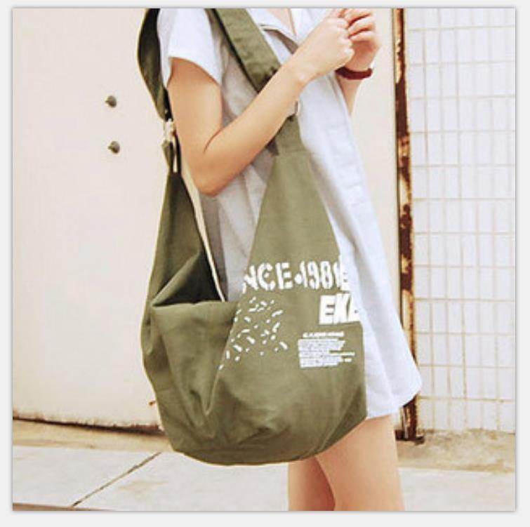 Ladies One Shoulder Diagonal Casual Canvas Satchel - Mubimart