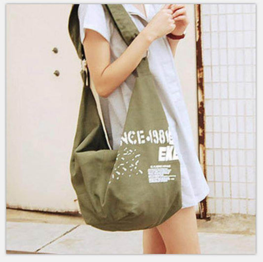 Ladies One Shoulder Diagonal Casual Canvas Satchel - Mubimart