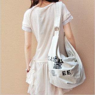 Ladies One Shoulder Diagonal Casual Canvas Satchel - Mubimart