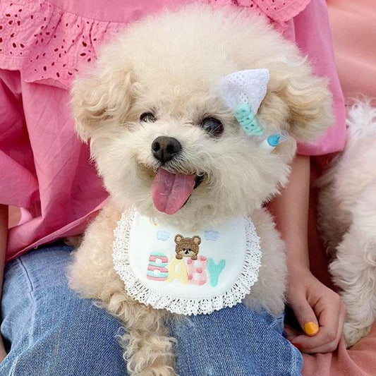 Cute Bear Embroidery Saliva Towel Small Bib Bib - Mubimart