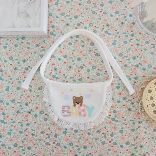 Cute Bear Embroidery Saliva Towel Small Bib Bib - Mubimart