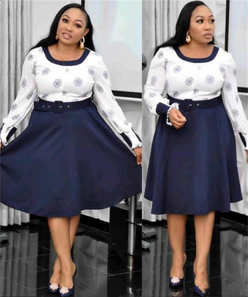 African Fashion Plus Size Long-sleeved Women Dress - Mubimart