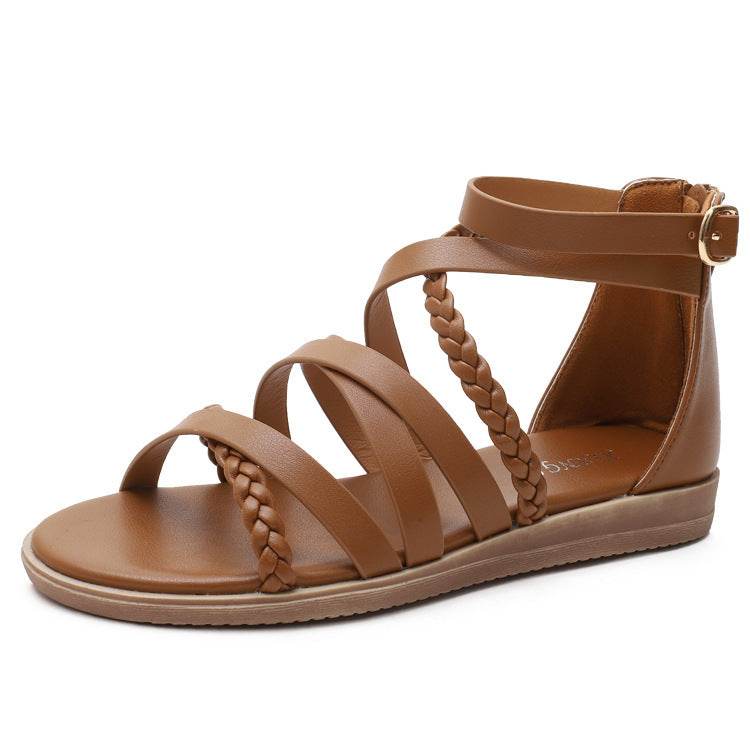 Summer Braided Roman Sandals Women - Mubimart