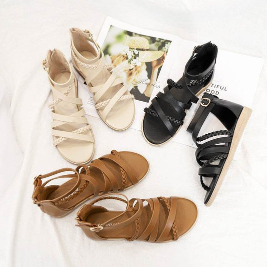 Summer Braided Roman Sandals Women - Mubimart