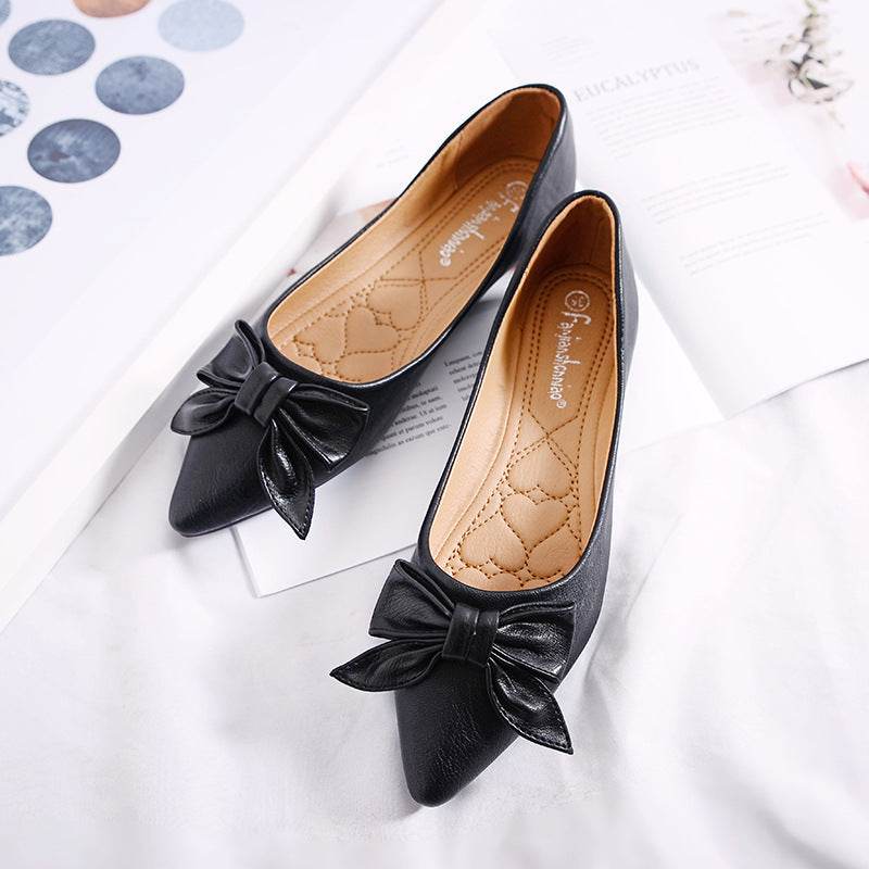 womens flats shoes ballet Leather Pointed toe ballerina - Mubimart