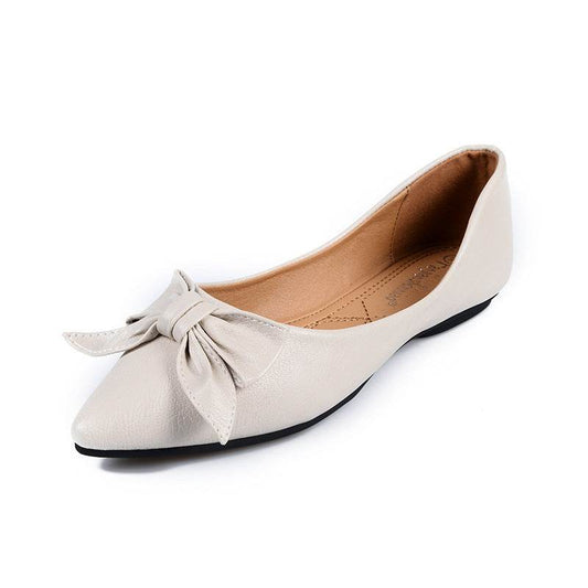 womens flats shoes ballet Leather Pointed toe ballerina - Mubimart