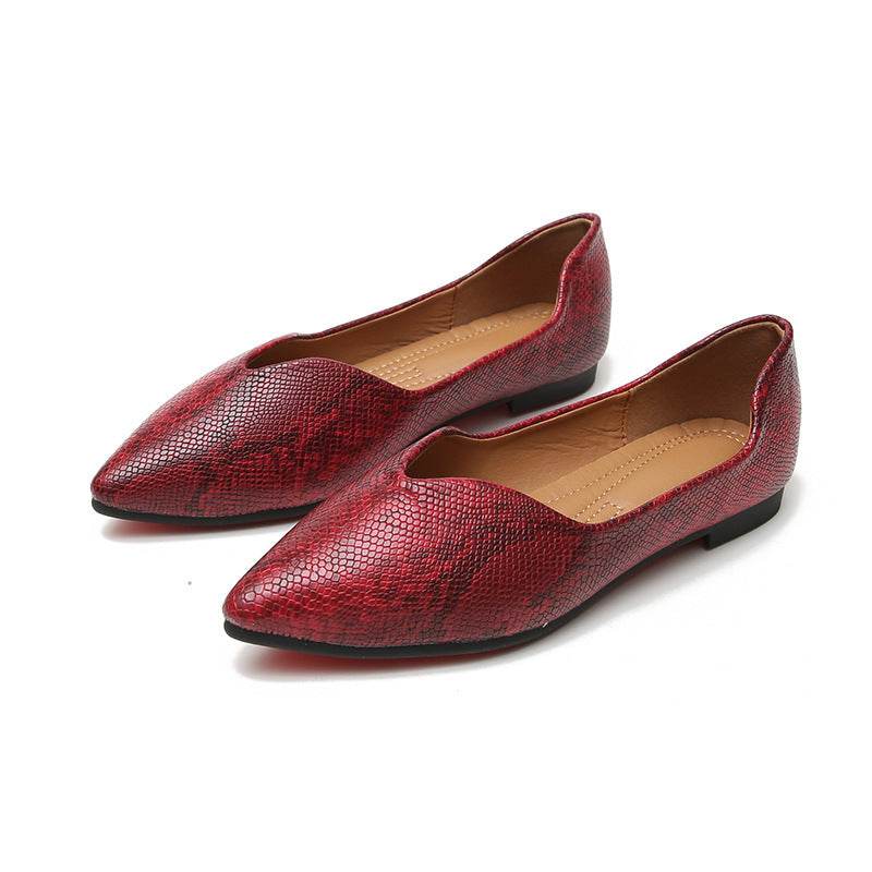Womens Flats Shoes Ballet Dorsay Pointed Toe Serpentine print - Mubimart