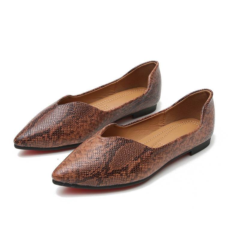 Womens Flats Shoes Ballet Dorsay Pointed Toe Serpentine print - Mubimart