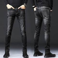 Jeans Heren Slim-Fit Casual Jeans Met Kleine Voeten