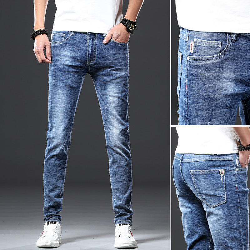 Jeans Heren Slim-Fit Casual Jeans Met Kleine Voeten