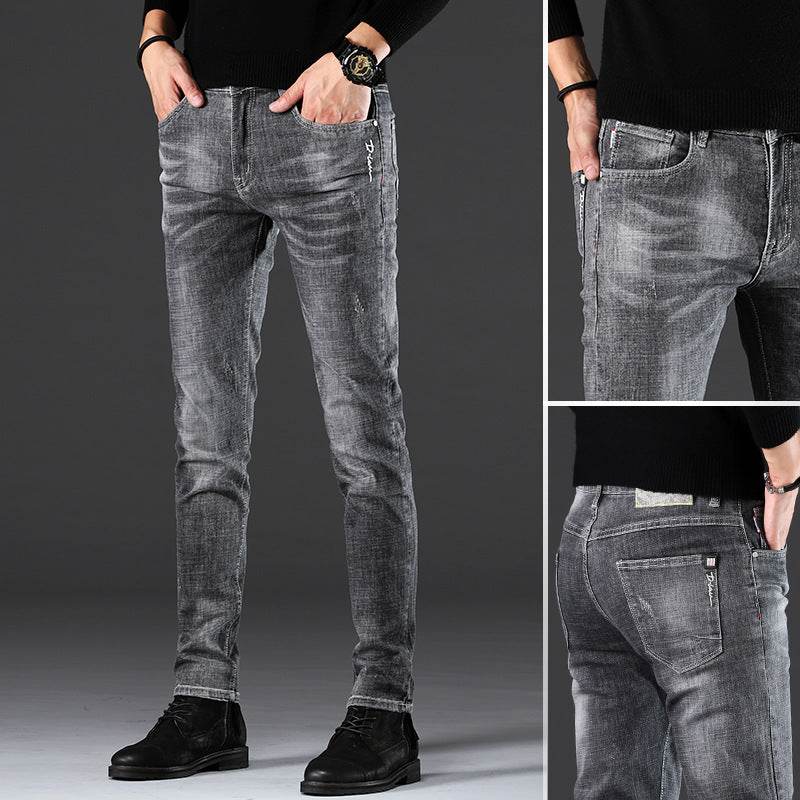 Jeans Men's Slim-Fit Casual Jeans With Small Feet - Mubimart