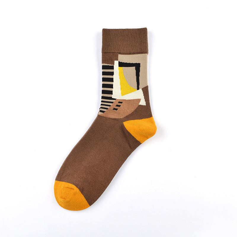 Personality Tide Socks Lighthouse Tide Socks   Combed Cotton Embroidered Tube Socks - Mubimart - Crew socks 