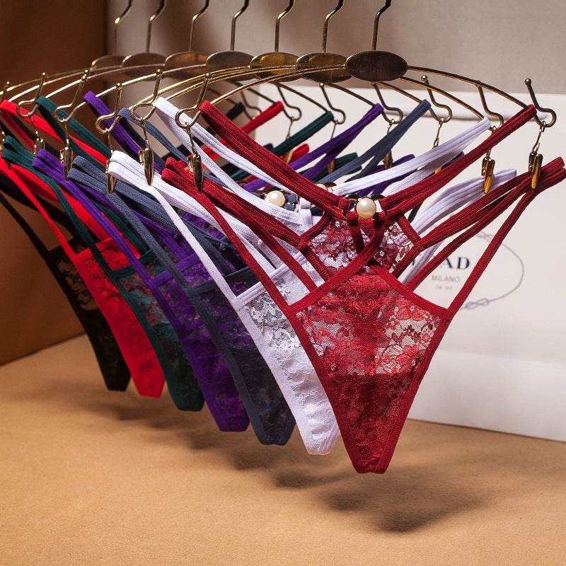 Sexy Embroidered Mesh Ladies Thong - Mubimart