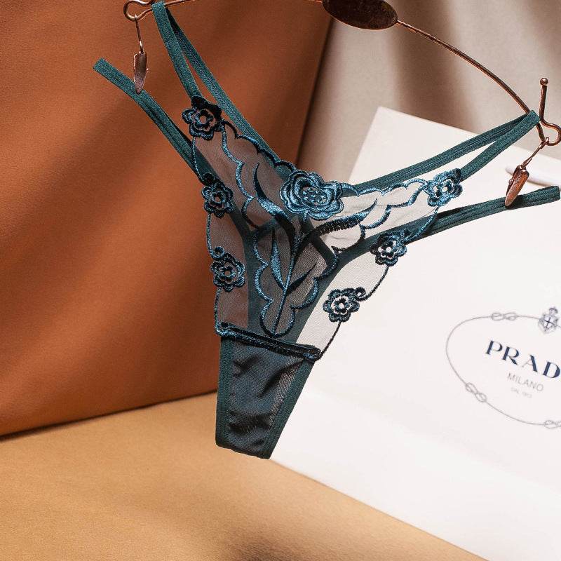 Sexy Embroidered Mesh Ladies Thong - Mubimart