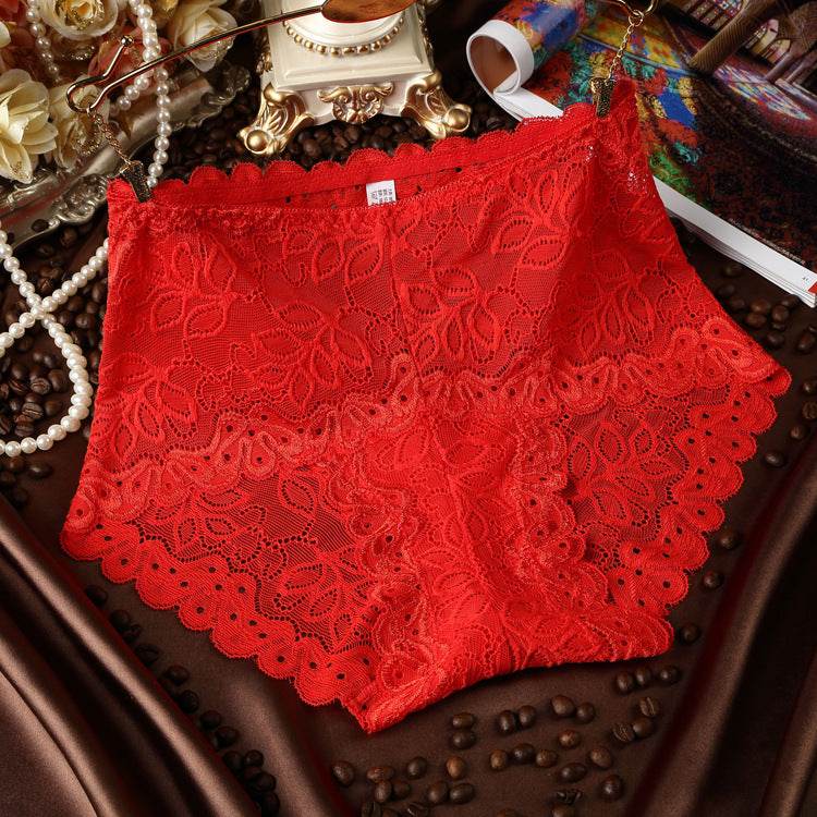 Transparent Lace Ladies High Waist Panties - Mubimart