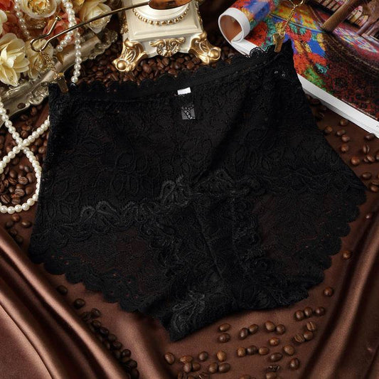 Transparent Lace Ladies High Waist Panties - Mubimart
