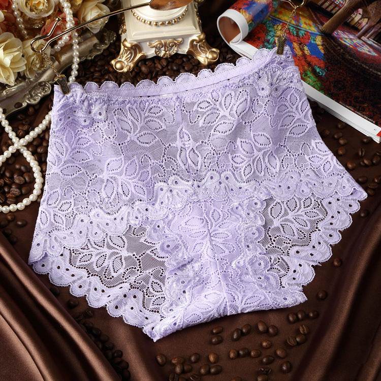 Transparent Lace Ladies High Waist Panties - Mubimart