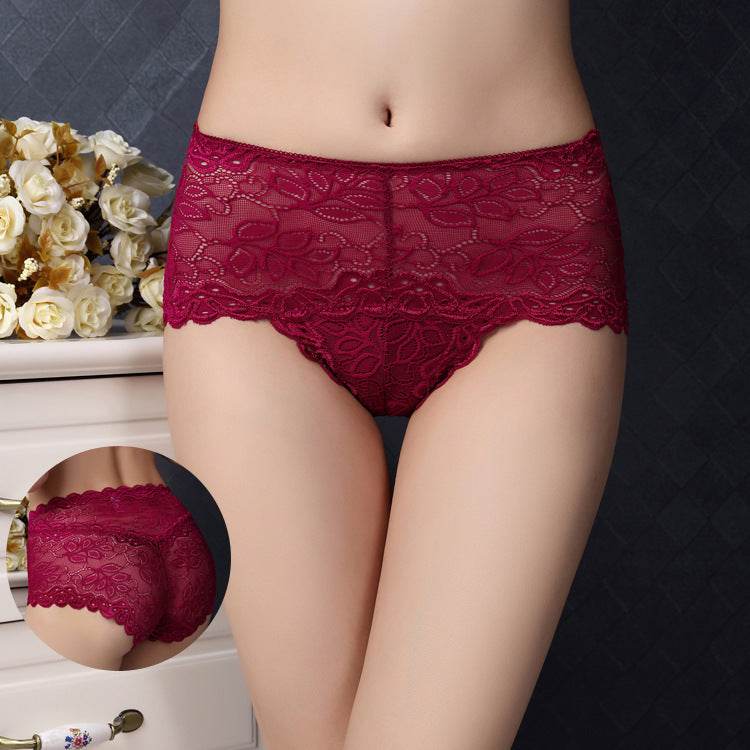 Transparent Lace Ladies High Waist Panties - Mubimart