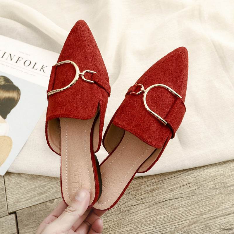 Womens Flats Shoes Mules Slippers Decoration Metal - Mubimart