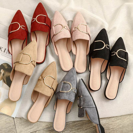 Womens Flats Shoes Mules Slippers Decoration Metal - Mubimart
