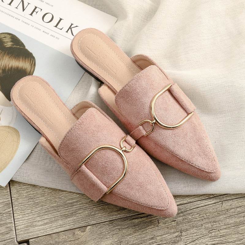 Womens Flats Shoes Mules Slippers Decoration Metal - Mubimart