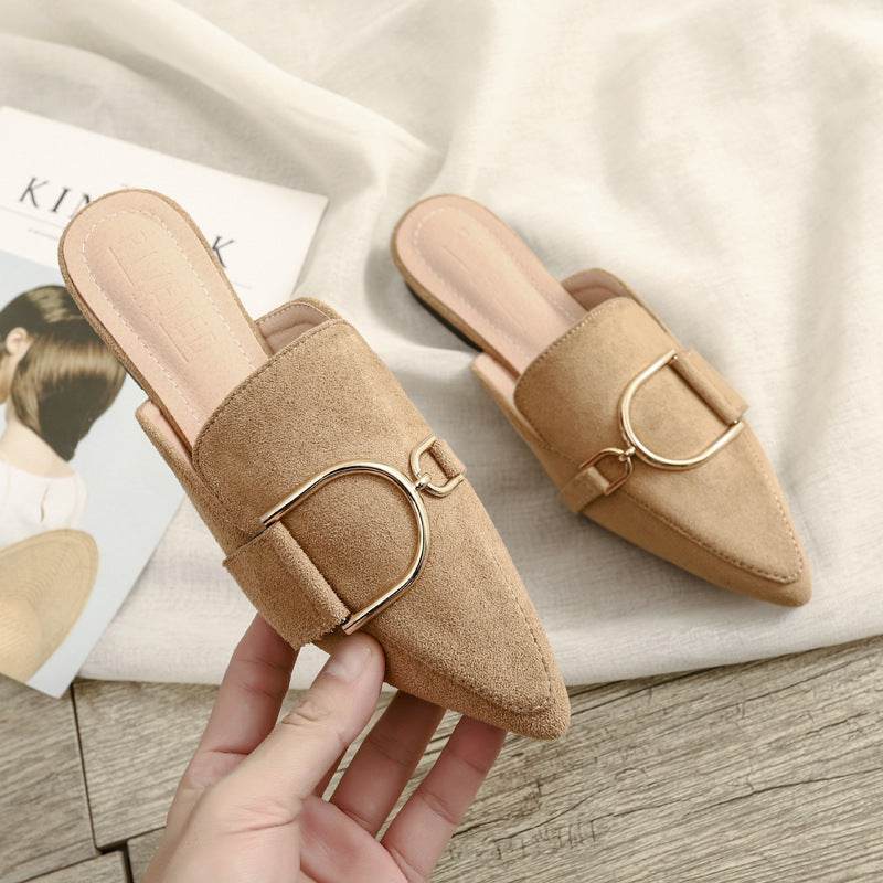 Womens Flats Shoes Mules Slippers Decoration Metal - Mubimart