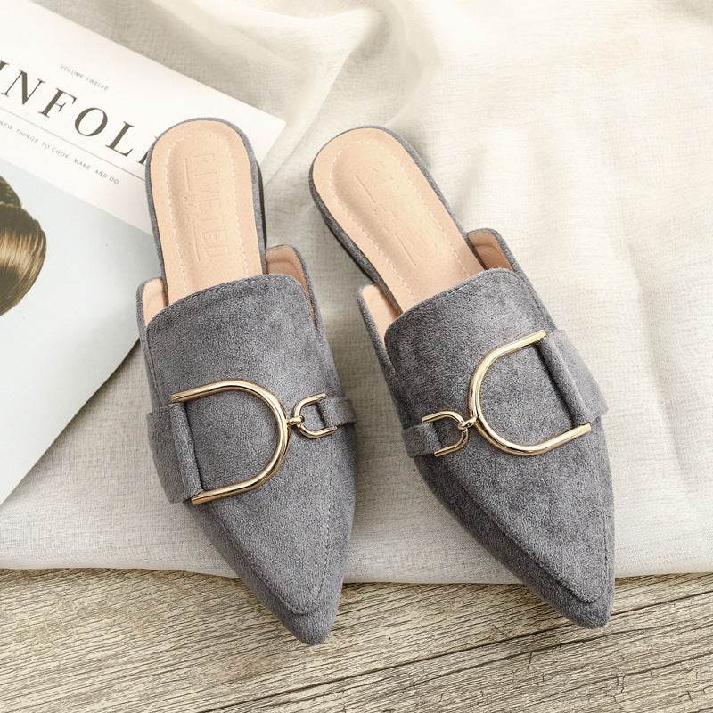 Womens Flats Shoes Mules Slippers Decoration Metal - Mubimart