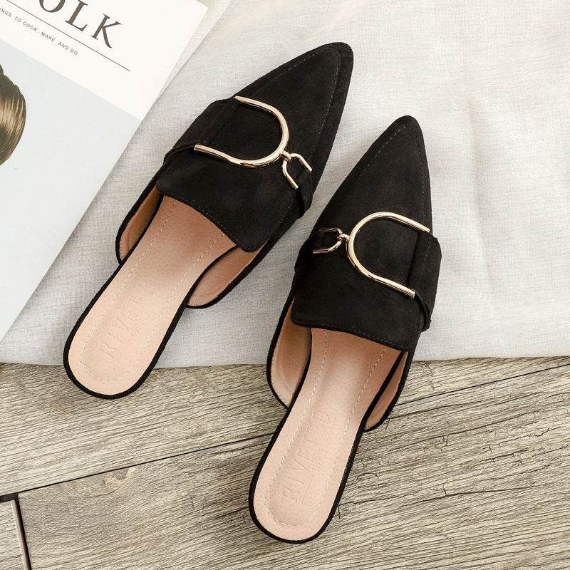 Womens Flats Shoes Mules Slippers Decoration Metal - Mubimart