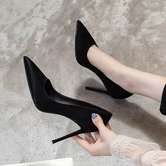 Stilettos White Pointed Toe Single Shoes Summer - Mubimart