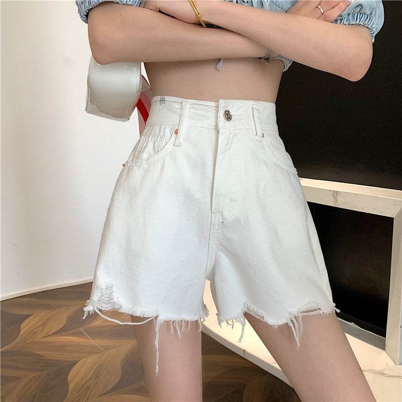 White Denim Shorts Women''s Summer - Mubimart