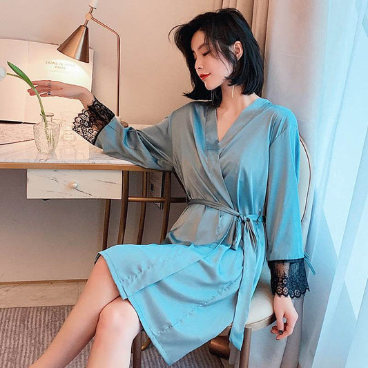 Contrast nightdress nightgown - Mubimart