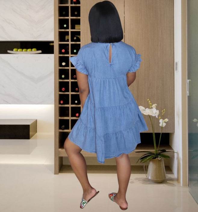 Loose denim dress - Mubimart