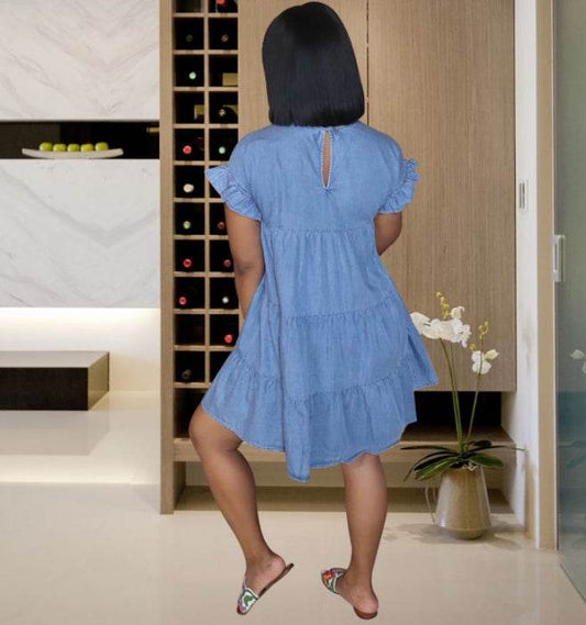 Loose denim dress - Mubimart