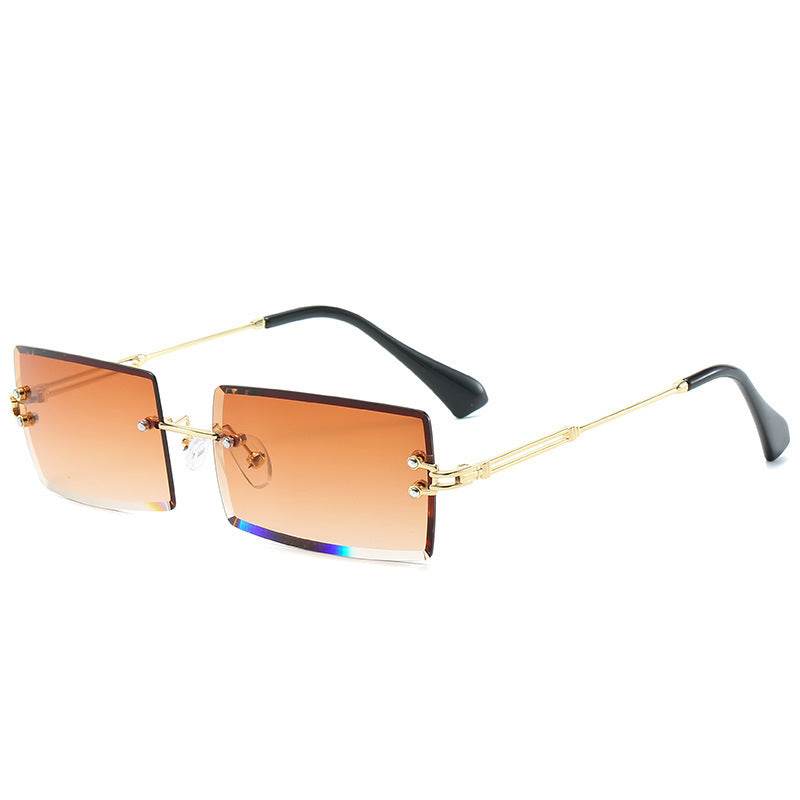 Rimless Rectangle Sunglasses Square Fashion Hip-hop Sunglasses Tide Ins Retro Street Beat Cut Edge Sunglasses - Mubimart